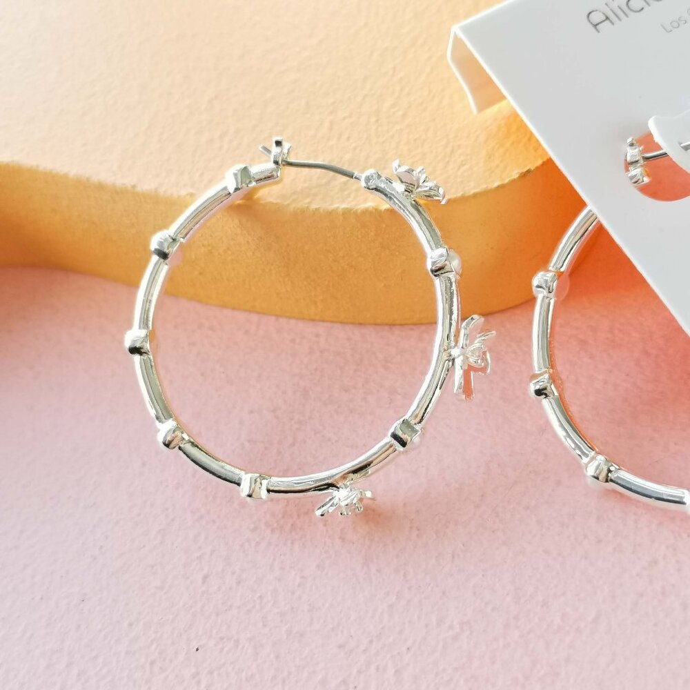 Alicia Bonnie - Eternity Silver Hoop Earrings - NEW - Picture 3 of 3